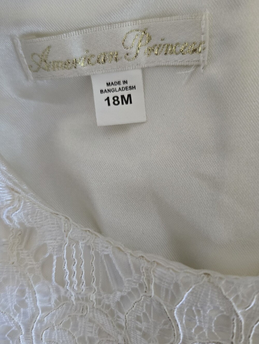 American Princess Ivory Lace Dress with Gold Beaded Waistband 18m Fits Like 12m - Picture 6 of 6